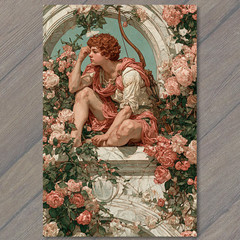 Art Print Cherub Archer Rose Garden Marble Arch Classical Romantic Mythic