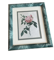 Vintage Botanical Rose Print Forest Green Marble Print Frame, Set of 2 90s Decor