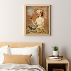 Retro CANNABIS CHEF Wall Art, Vintage Stoner Kitchen Decor, Pothead Cook Poster