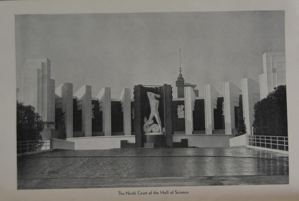 Antique Art Print Chicago Worlds Fair Hall of Science 1933 American History