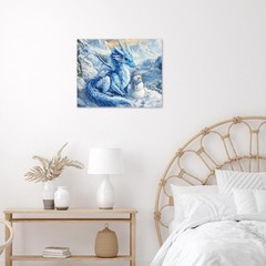 Winter Mountain Blue Christmas Snowman Canvas Wall Art for Bathroom Living Room-