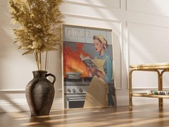 Vintage Style Kitchen Art Print, Fashion Magazine Wall Art, Funny Cooking