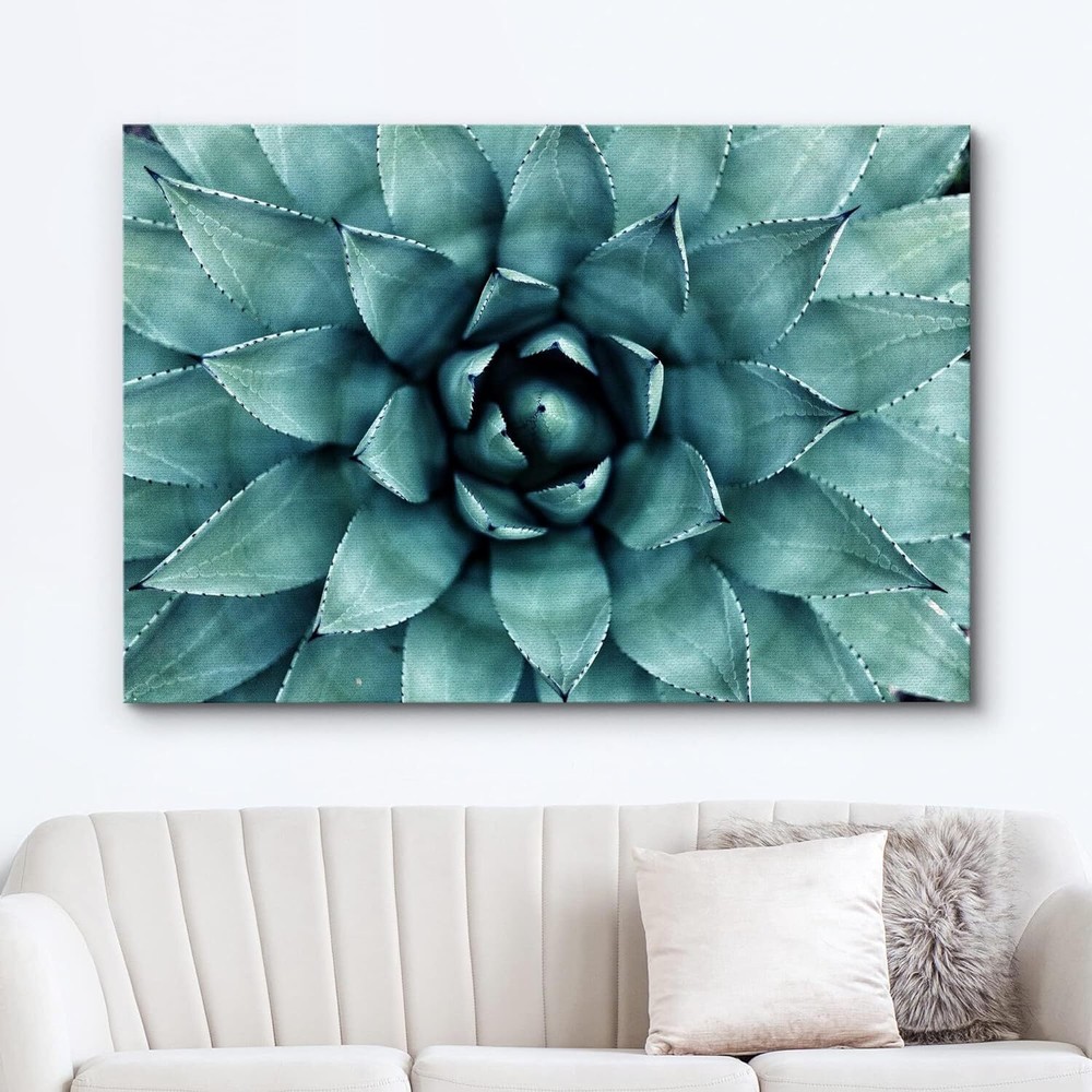 Wall26 Teal Rose Succulent Canvas Print Floral Botanical Wall Art