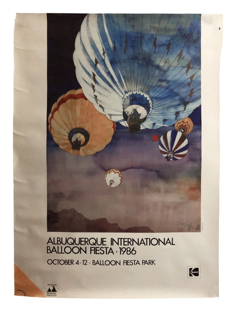 1986 Albuquerque International Balloon Fiesta Vintage Poster 27 x 21″