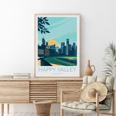 Hong Kong, Happy Valley Traditional Travel poster Choose your Size