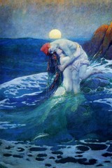 Mermaid Siren with Lover Ocean Sea Vintage Art Wall Indoor Room – POSTER 20×30