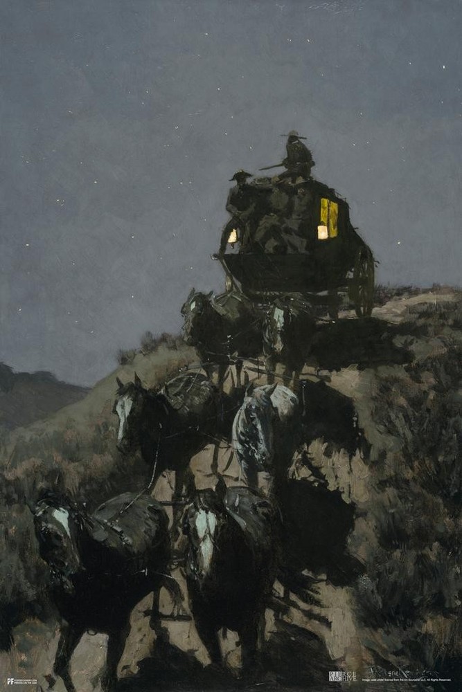 Old Stagecoach Plains Frederic Remington Painting Art Print Poster 24×36