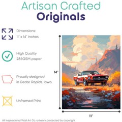 Ford Mustang Poster Room Classic Car Decor Art Garage Wall 11×14 Inches Unframed