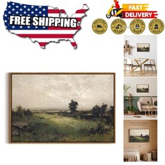 Gallery Quality Framed Canvas Art – Vintage Wild Field Landscape Print, 20×30