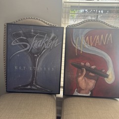 Havana Cigar & Martini Bar Art Prints Set Framed Retro Lounge Wall Decor