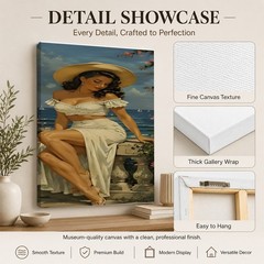 Coastal Elegance: Vintage Summer Pin-Up Style Canvas Art nautical style wall 👒