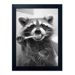 Raccoon Bathroom Art Wall Decor Black And White Animal Picture Funny Raccoon …