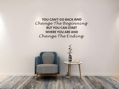 Inspirational Quotes Wall Decals,You Can’T Go Back and Change the Beginning Moti
