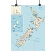 New Zealand Map Poster Matte Vertical | Country Map Wall Art