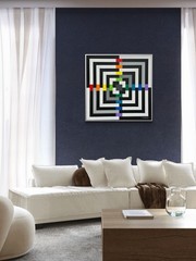 “Point Blank II” (20”x20”) Original Acrylic/ Canvas by C. Requejo Framed/Signed