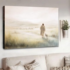 Christian Jesus Sheep Wall Art Canvas Poster Landscape Art