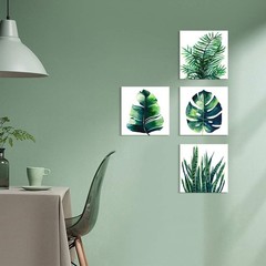 Sophisticated Framed Tropical Leaf Art – 12x12in Panels for Chic Spaces