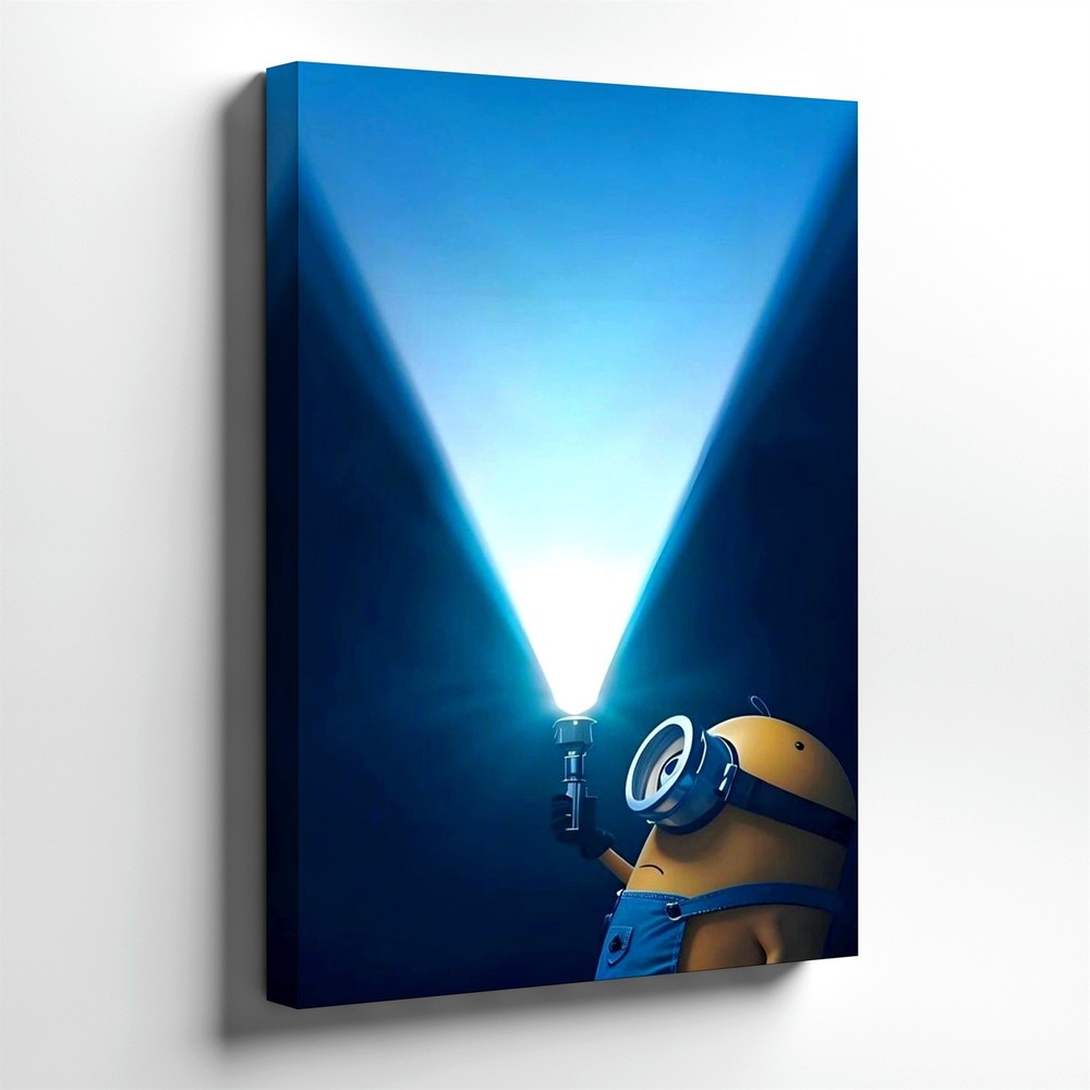 Wall Art Cute Yellow Cartoon Character Flashlight Poster Print Kids Room Decor