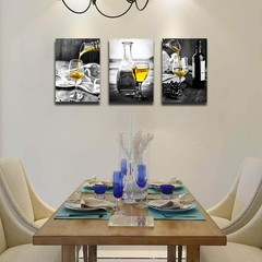 Kitchen Wall Art for Dining Room,Wine Painting Artwork Poster Black White Can…