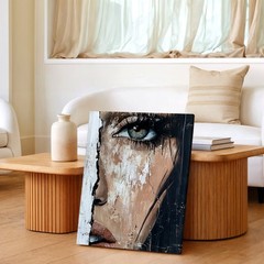 Modern Canvas Woman Face Portrait Blue Eye Modern Abstract Modern Office Print