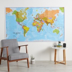 Giant World Map – 46″ x 80″ – Fully Laminated – Updated 2025