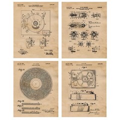 Classic Vinyl Records Patent Prints, 4 (8×10) Art Decor Home Work Office School