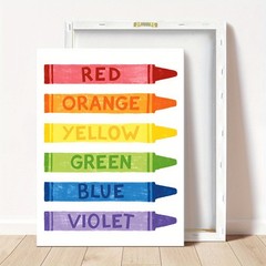 Canvas Art Rainbow Crayon Color Word Kids Nursery Wall Decor