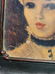 Vintage Renoir Style Lady Portrait Print Ornate Black Plastic Frame Decor Art