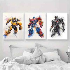 3pcs Watercolor Transformer Dormitory Decoration Metal Print Ready to Hang Art