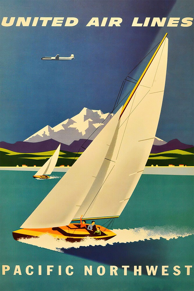 Sail Boat Sailboat Ocean Beach Pacific Northwest Sport Art Wall – POSTER 20×30
