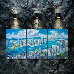 3pcs Panoramic View of Hong Kong’s Skyline Canvas Unframed