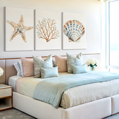 3 Pieces Coastal Starfish Large Wall Art Canvas Set for Living Room Set Of 3
