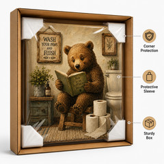 🐻 «Un BEAR ably Relaxed» Funny Bear Bathroom Canvas Wall Art 🐻