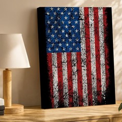 Distressed American Flag Canvas Wall Art Vintage Style Patriotic Canvas Print