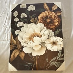 Set of 3 Neutral Floral Canvas Wall Art Modern Farmhouse Botanical Decor