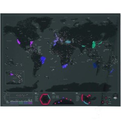 Large Black Scratch World Map Capital Edition 23.2″ x 32.5″ Globetrotter Gifts