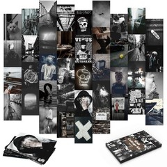Grunge Aesthetic Wall Collage Kit – 40pcs 4x6inch Dark & Black Picture Set fo…