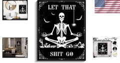 Black Skull Wall Hanging for Bathroom Decor