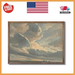 Classical 8″x10″ Vintage Canvas Art – Timeless ‘Cloud Study’ Oil Painting