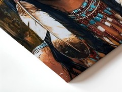 Wall Art Native American Woman Portrait Canvas Print Tribal Fire Home Decor