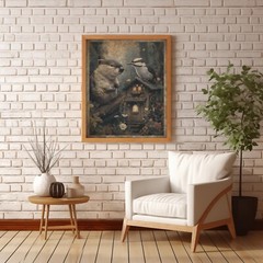 BEAVER WOODPECKER Woodworking Wall Art, Animal Friend Teamwork Botanical Poster