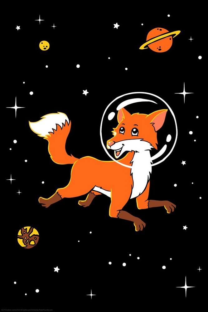 Space Fox Astronaut Funny Parody LCT Creative Art Print Poster 12×18