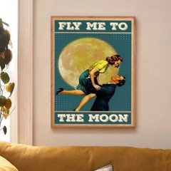 Fly Me To The Moon Vertical Print, Frank Sinatra Couple Vintage Poster, Couple G