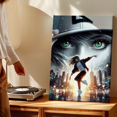 Wall Art Urban Dancer Girl City Skyline Surreal Portrait Canvas Print Poster