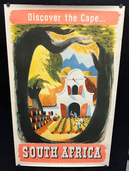 original c. 1950s SOUTH AFRICA Cape Town Winery 25×40 Travel Poster – Leon Dixon