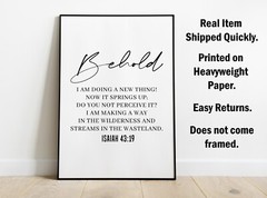 Isaiah 43:19, Bible Verse Quote, Poster Print, Home Wall Decor