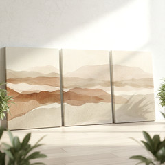 3 Pieces Abstract Landscape Earthy Tones Modern Large Wall Art for Set Of 3