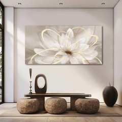 Large Painting Flower Canvas Wall Art for Living Room 30″x60″ Gold Wall Decor…