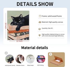 Charming Framed Black Cat Wall Art – Perfect Gift for Cat Lovers 12×16