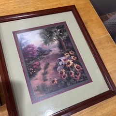 Vtg Joan Cole Garden Landscape Framed Art Prints Set 2 Home Interior Cottagecore